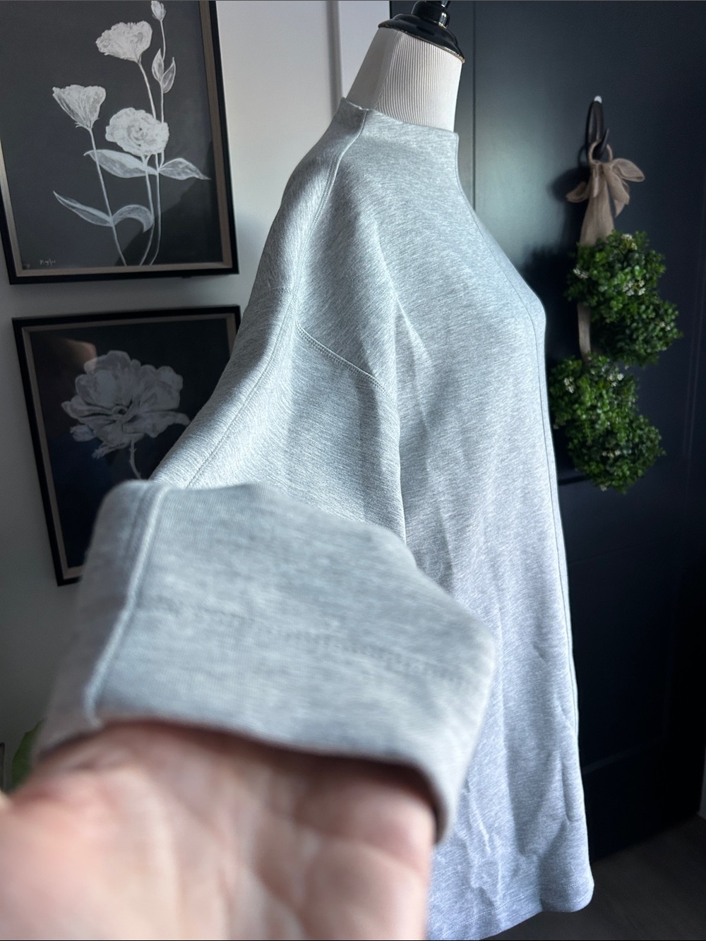 🌺 L Minimalist Gray Long Sleeve boxy baggy sweatshirt Knit Dress - Picture 7 of 11